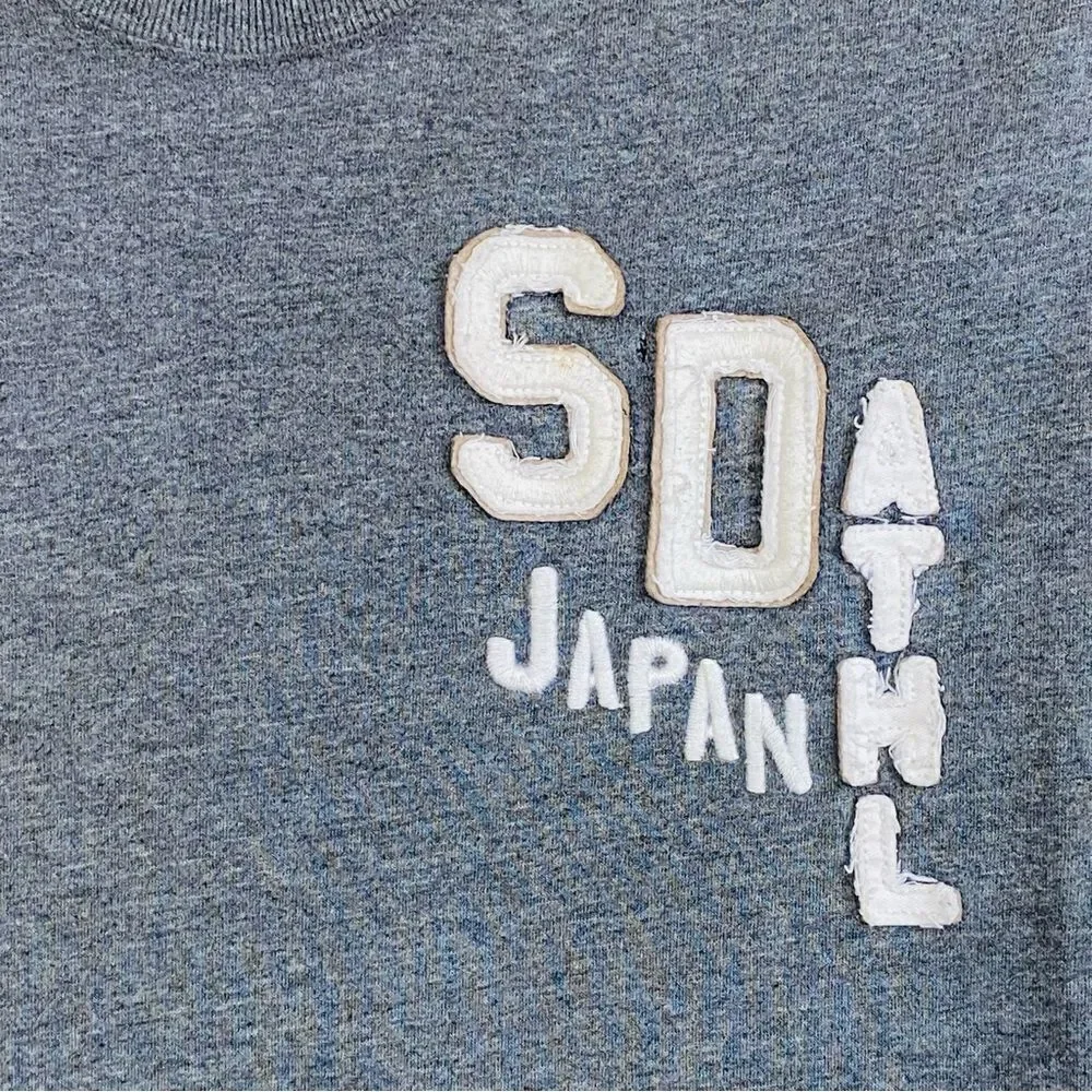 Superdry Japan Spirit British Style Heather Gray Letterman Style T-Sirt Sz L